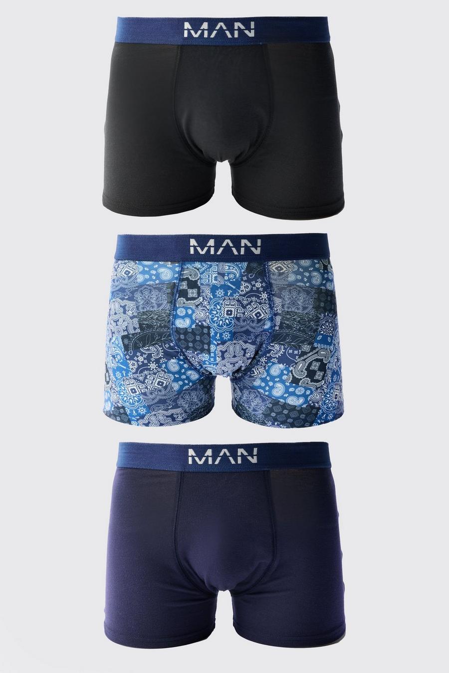 3er-Pack Boxershorts mit Bandana-Print, Blue