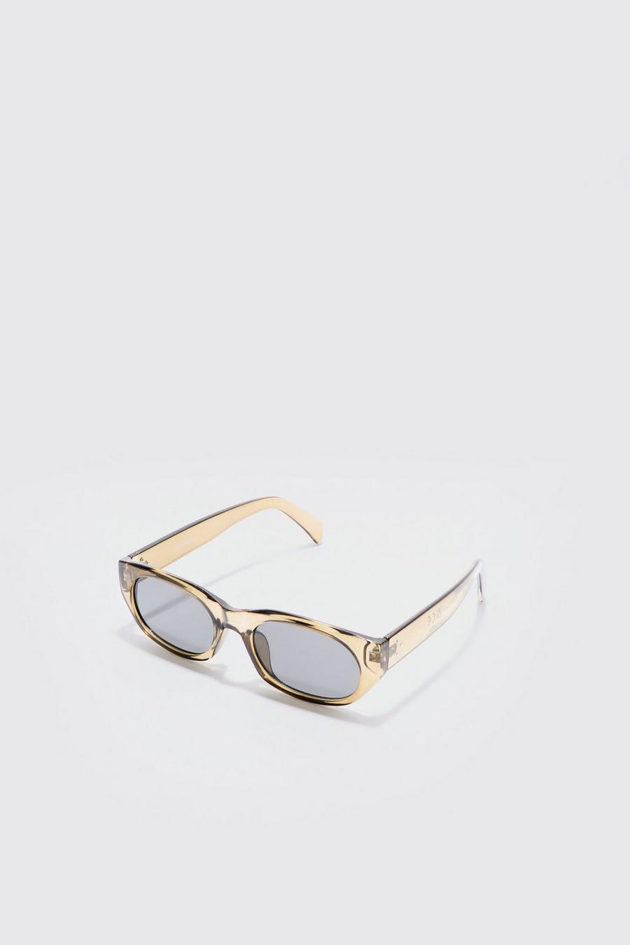 Chunky Rounded Frame Sunglasses In Khaki