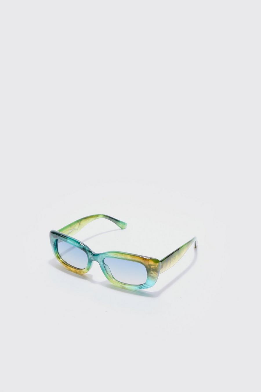 Green Groene Rechthoekige Plastic Zonnebril
