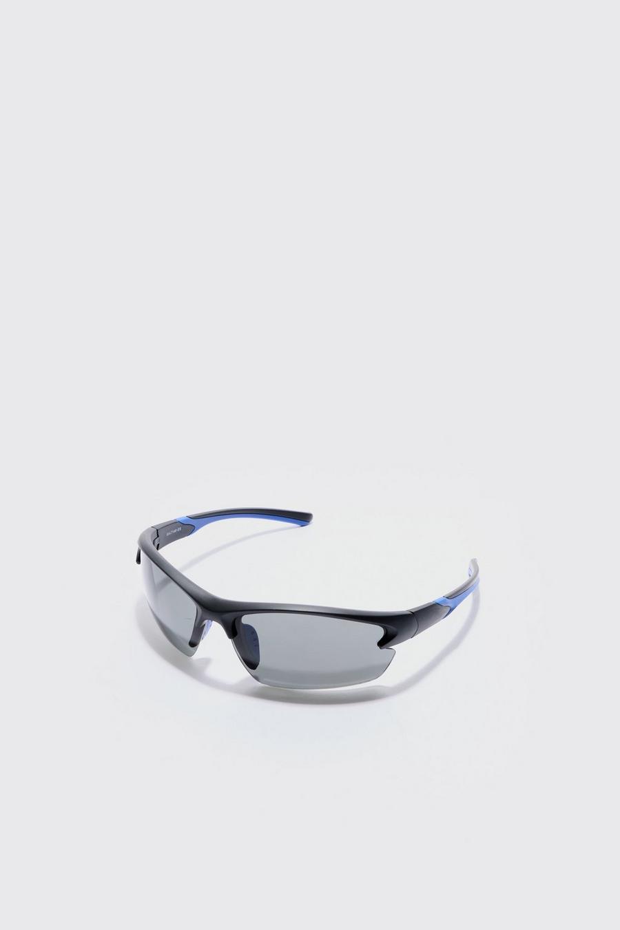 Gafas de sol estilo nadador sin montura en azul, Blue