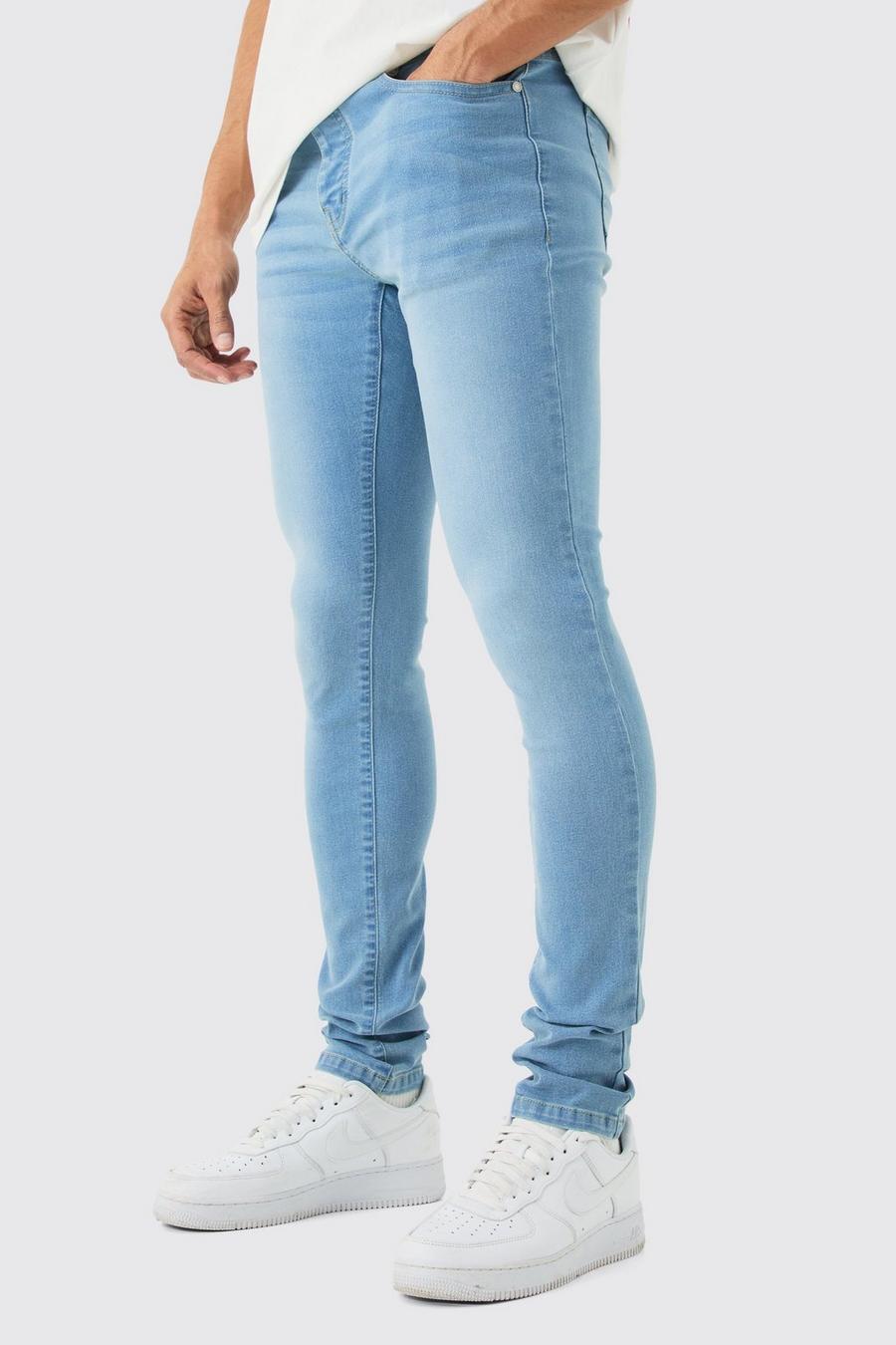 Jeans Skinny Fit Stretch azzurri con pieghe sul fondo, Light blue