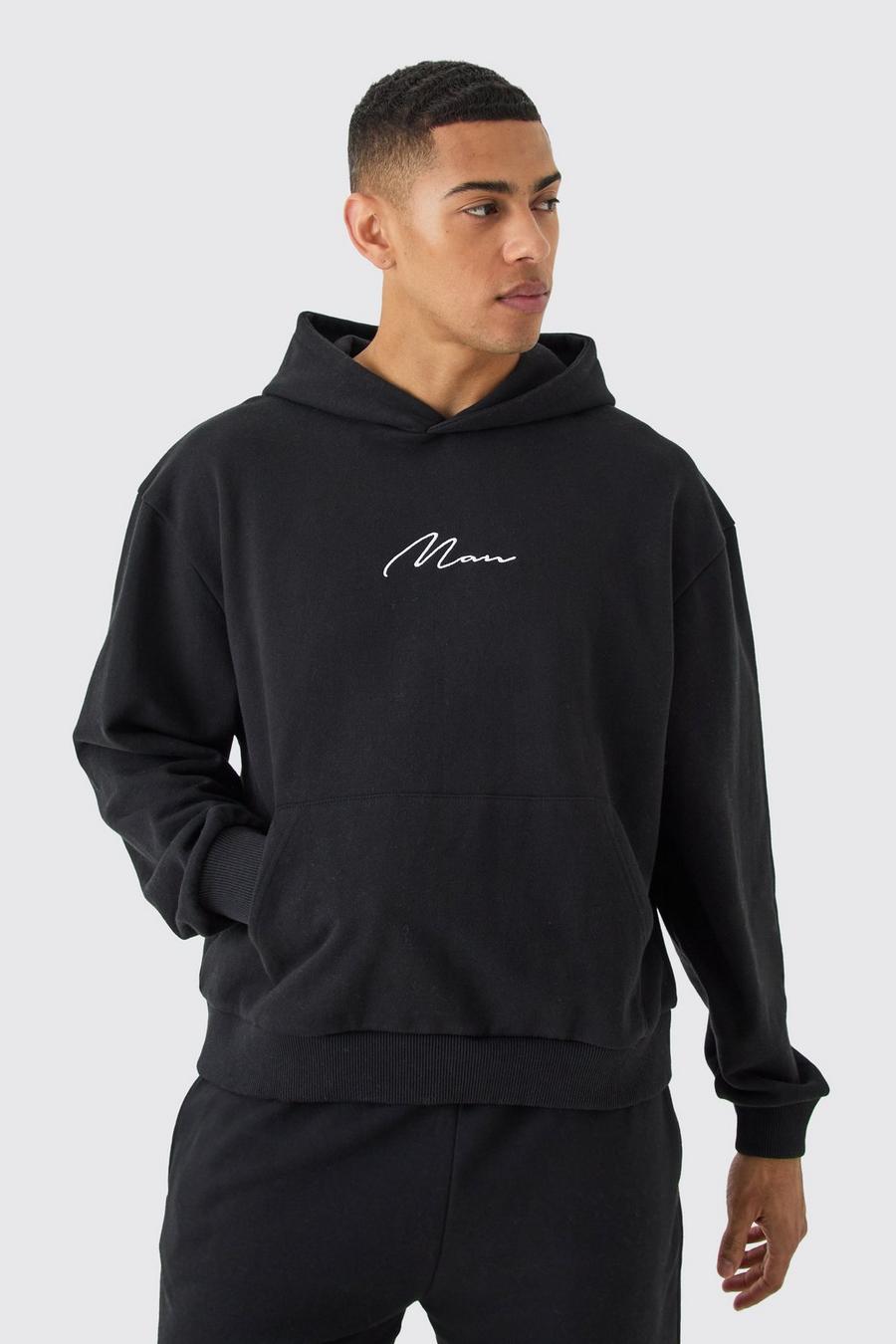 Black MAN Oversize hoodie i tjockt tyg