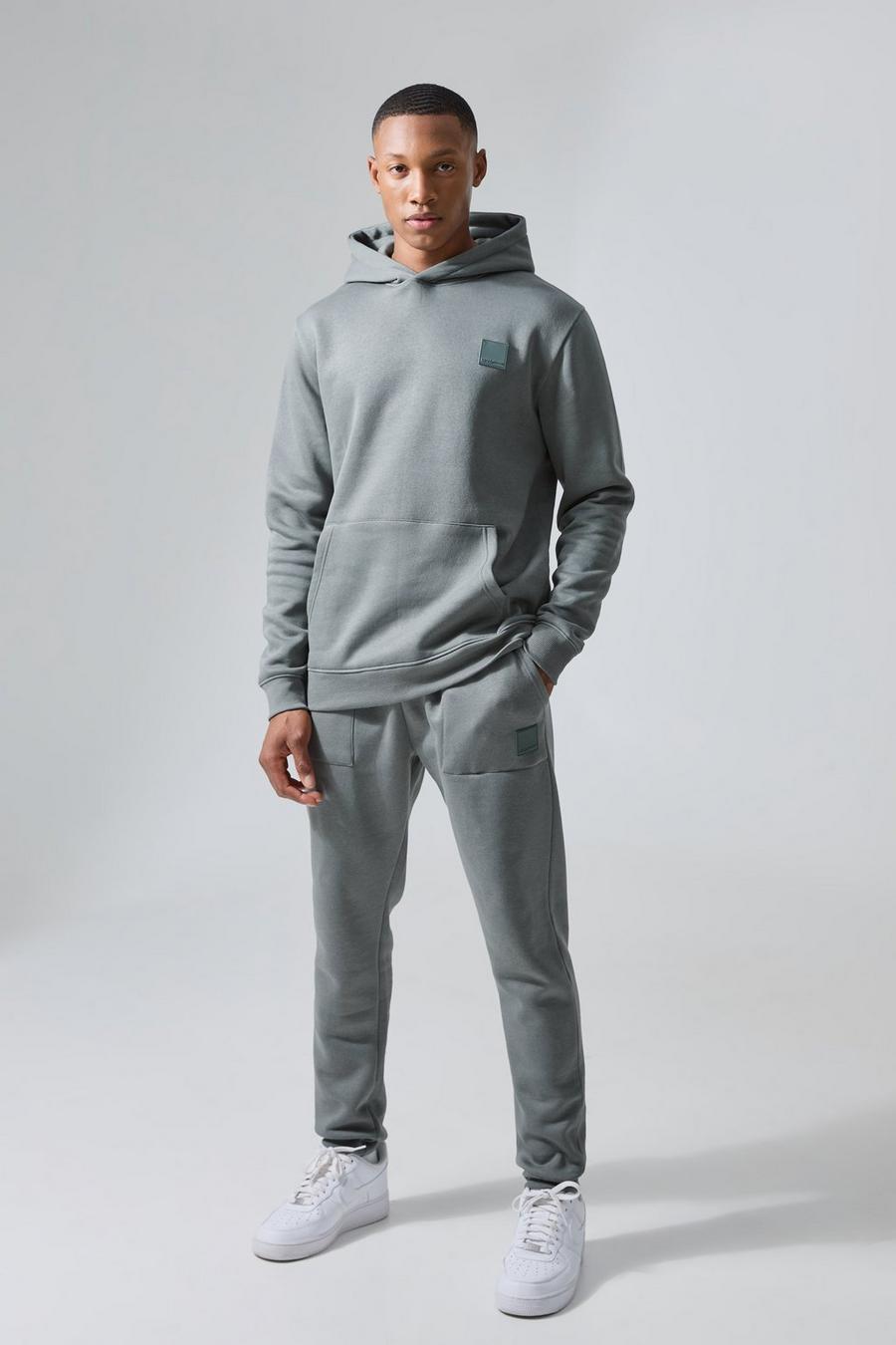 Charcoal Man Active Gym Hooded Tracksuit