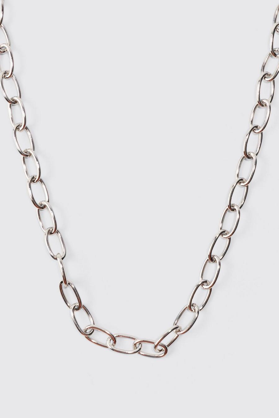 Short Chunky Metal Chain Necklace In Silver