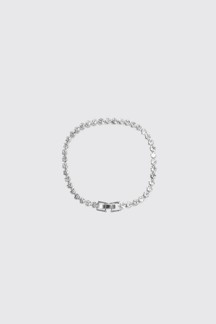 Round Iced Charm Bracelet In Silver