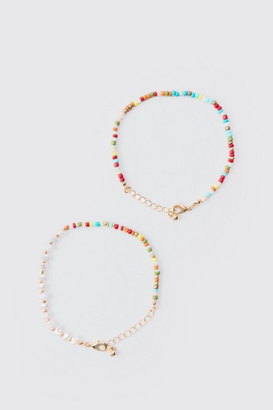 Lot de 2 bracelets perlés, Multi