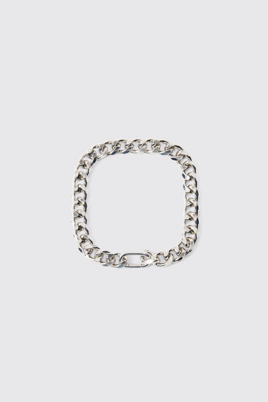 Chunky Clasp Detail Metal Bracelet In Silver