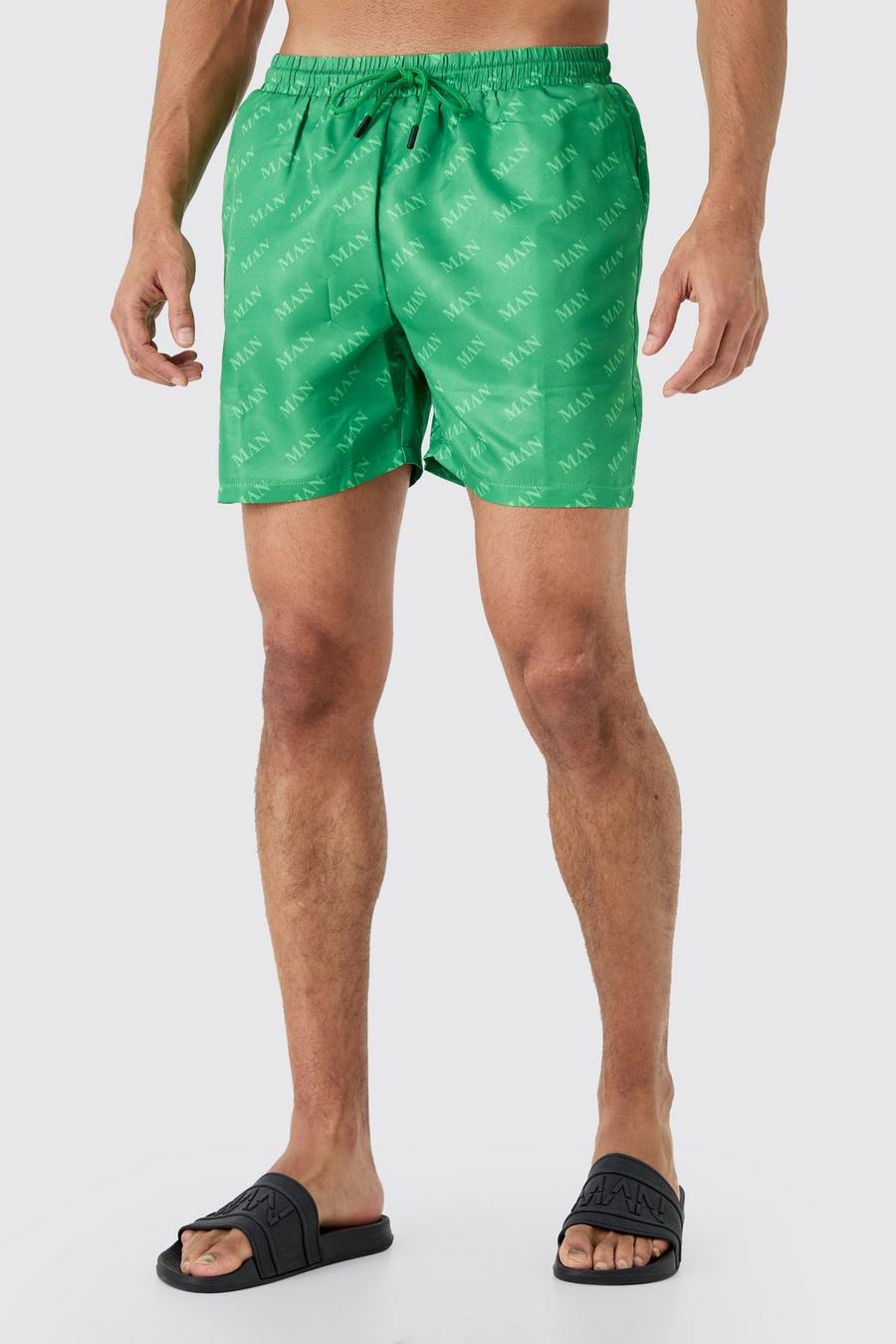 Green Mid Length Man Swim Short