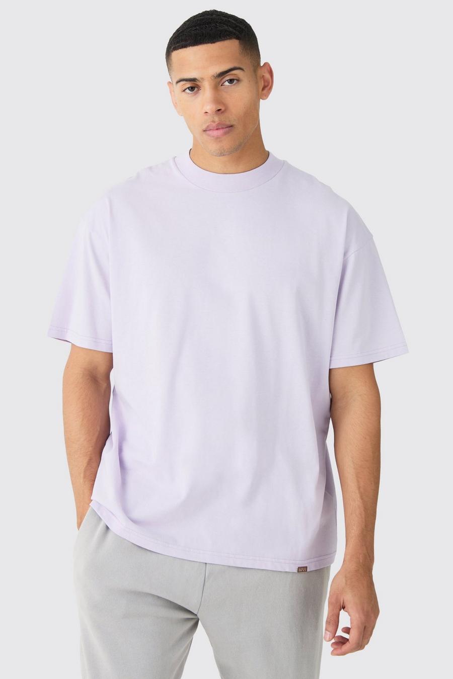 Lilac Oversize t-shirt i tjockt tyg med hög halsmudd