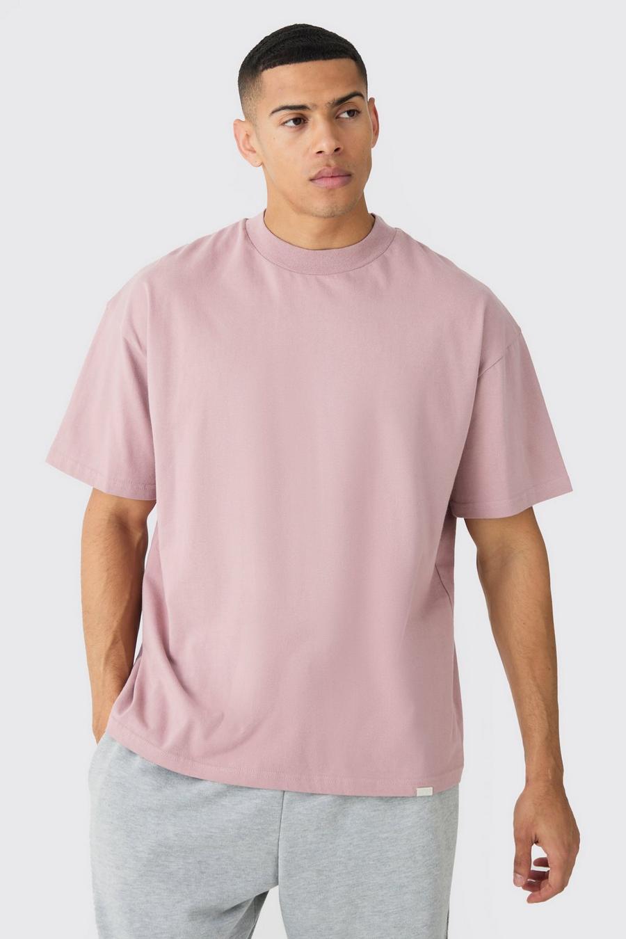 Rose Oversized Dik Boxy T-Shirt Met Brede Nek