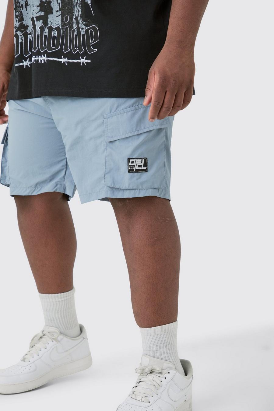 Plus Ofcl Nylon Cargo-Shorts mit elastischem Bund, Blue image number 1