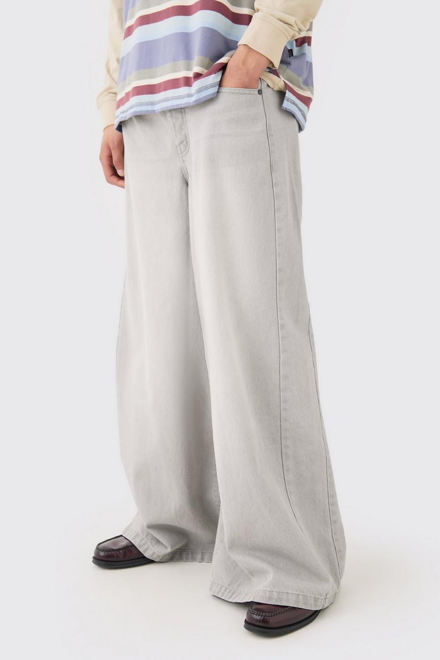 Jeans i Ice Grey med extremt bred passform image number 1