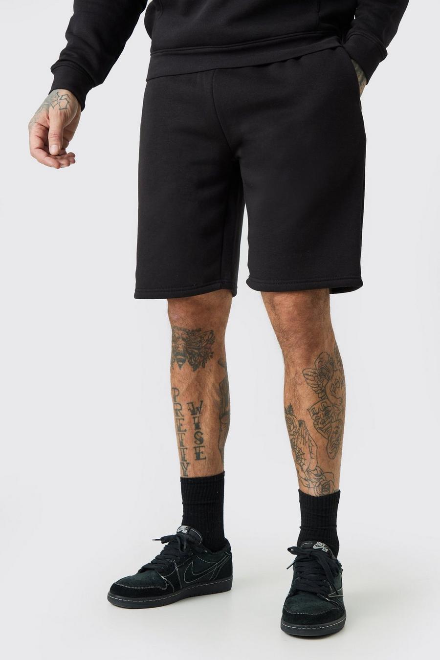 Black Tall Baggy Jersey Shorts