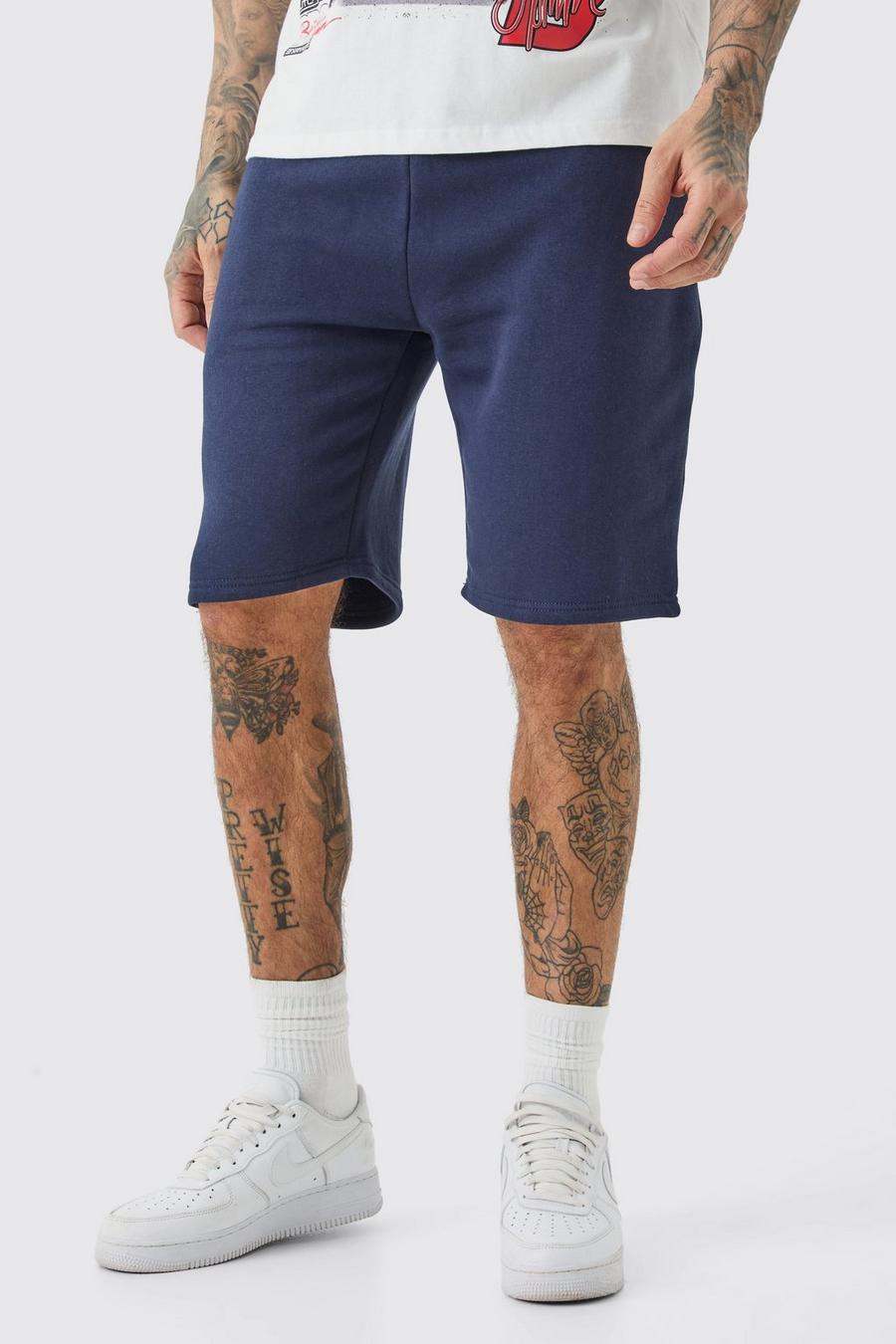 Navy Tall Baggy Jersey Shorts