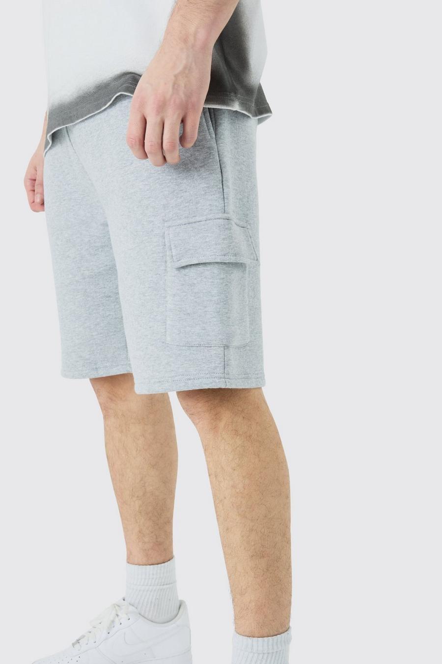 Tall lockere Cargo Jersey-Shorts, Grey