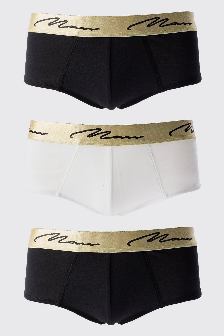 3 Pack Man Signature Gold Waistband Briefs In Multi