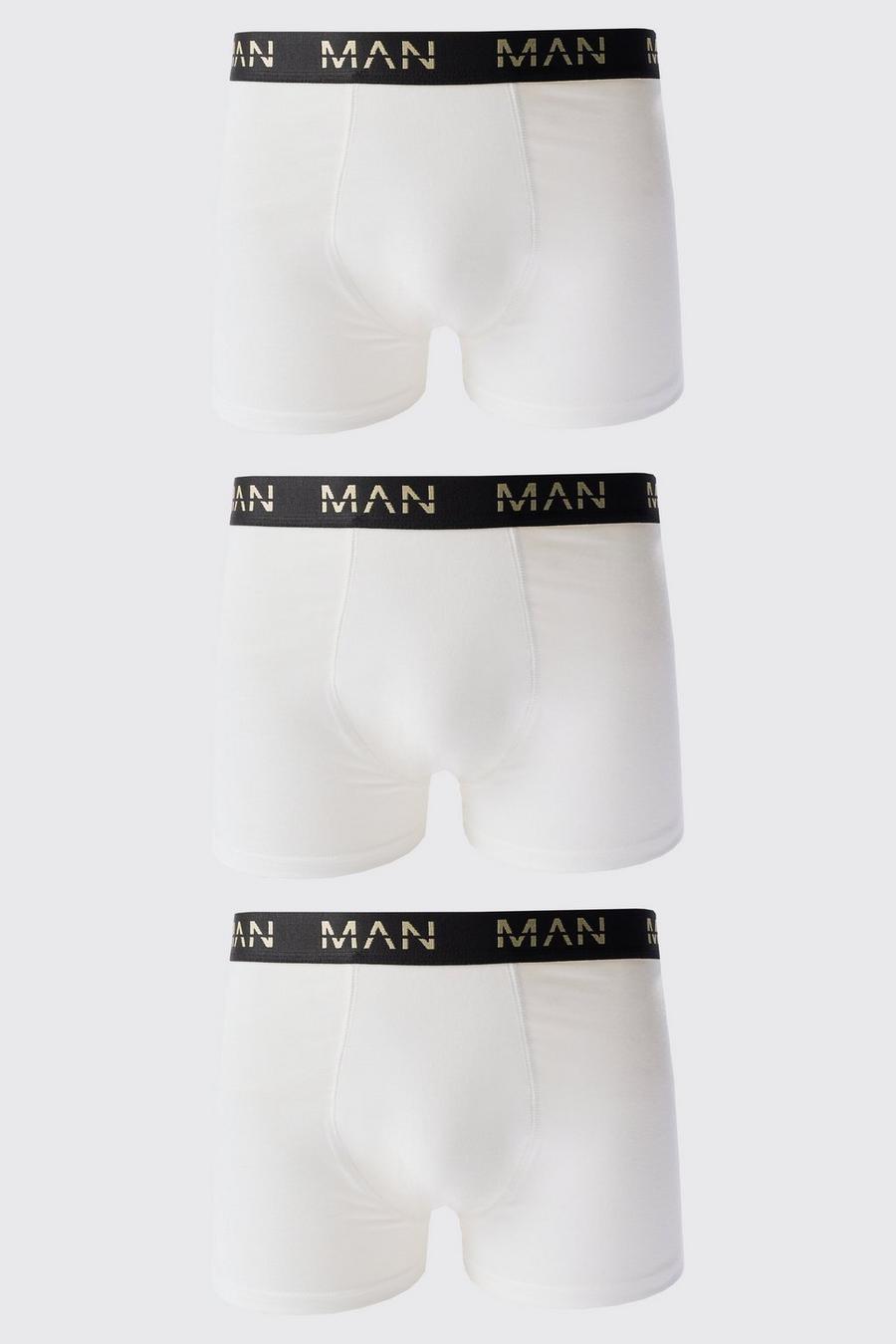 3er-Pack goldene Man Dash Boxershorts in Weiß, White