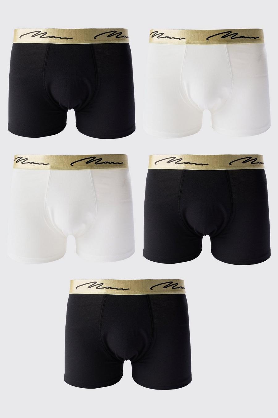 5 Pack Man Signature Gold Waistband Boxers In Multi