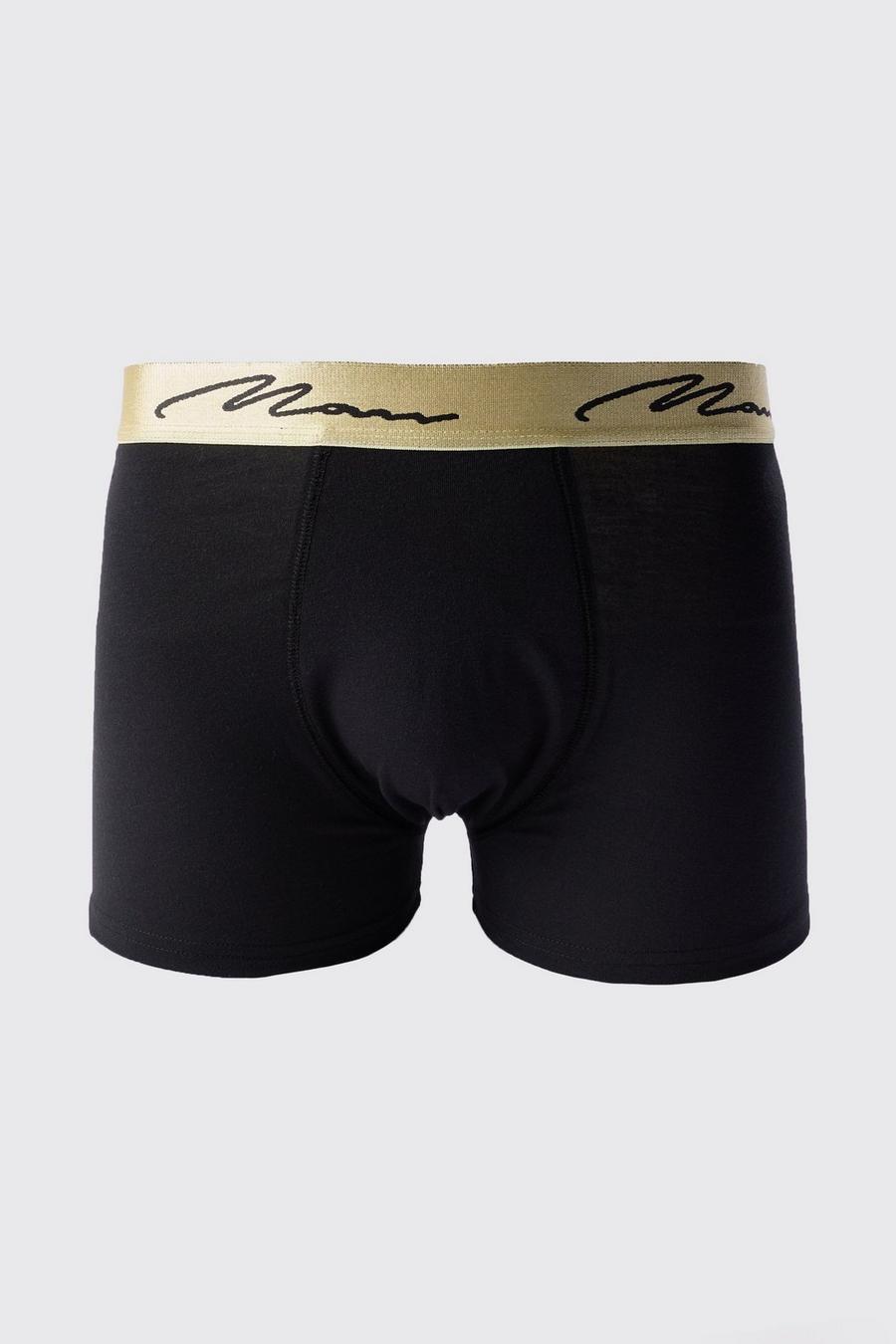 3 Pack Man Signature Gold Waistband Boxers In Black
