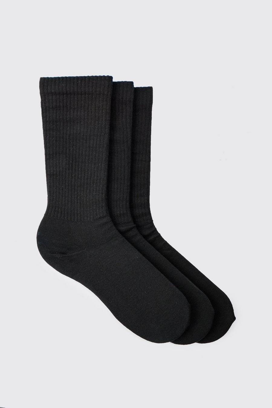 Pack de 3 pares de calcetines deportivos lisos, Black