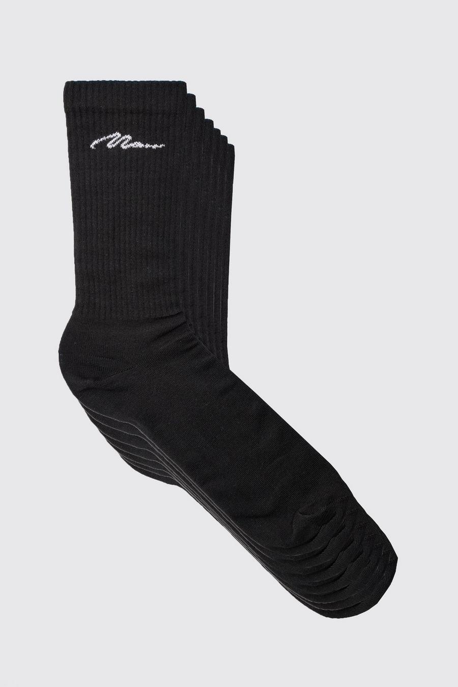 Black 7 Pack Man Signature Sport Socks