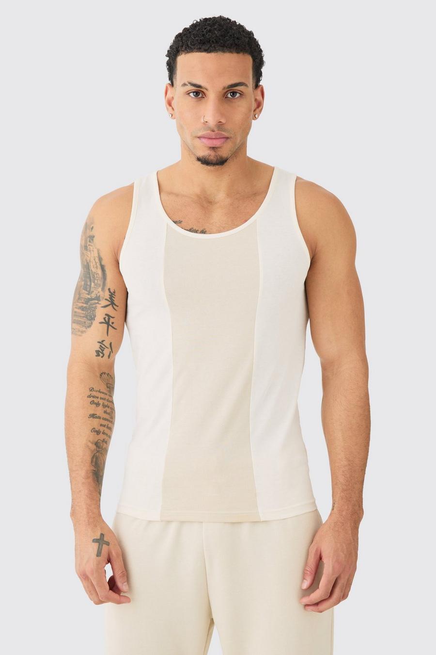 Stone Slim Colour Block Vest