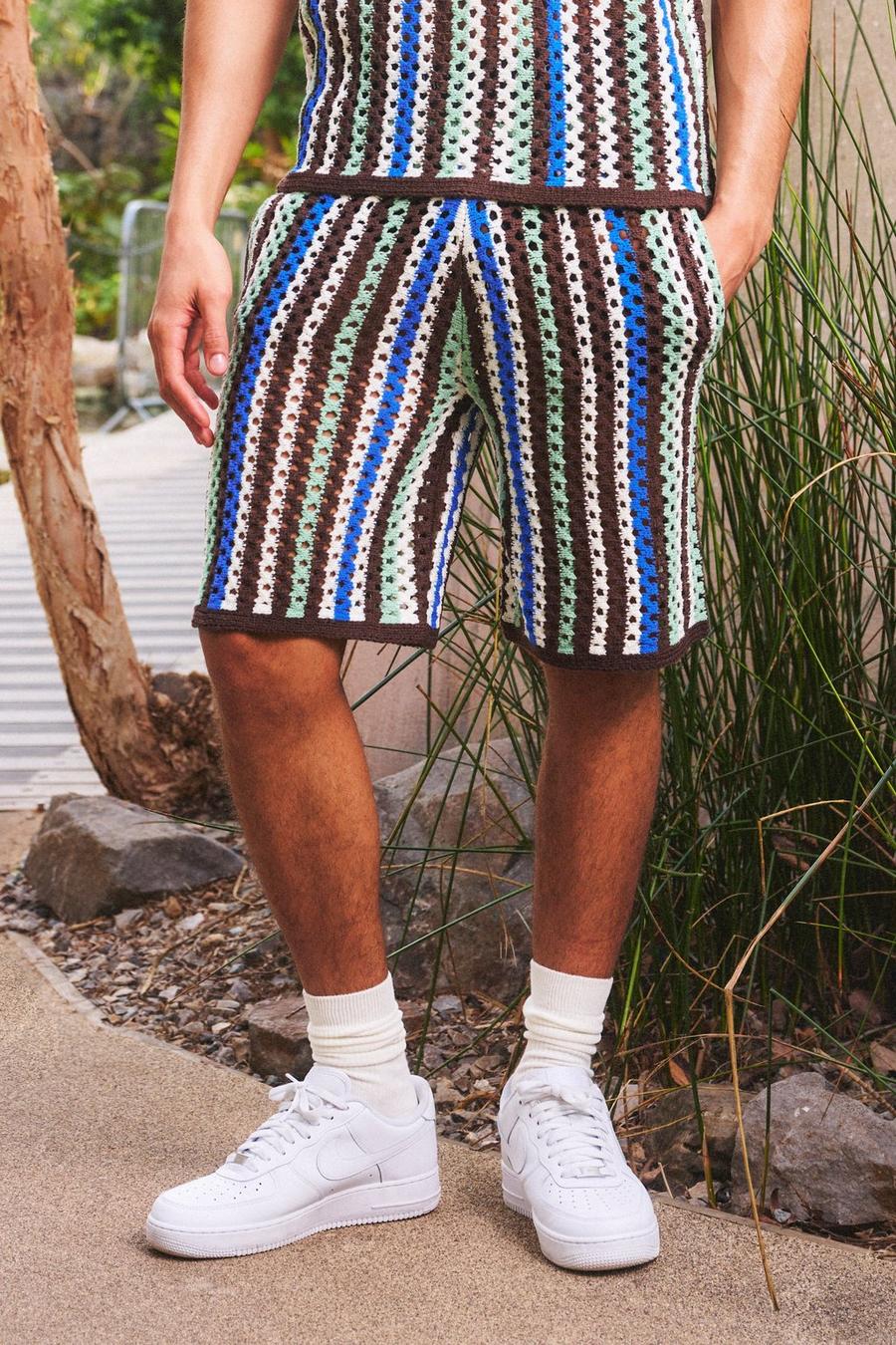 Multi Relaxed Open Stitch Knitted Valdi Shorts image number 1