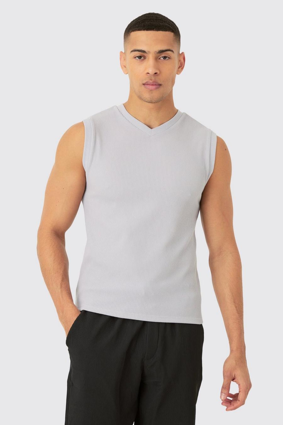 Muscle-Fit Ottoman Tanktop, Grey marl image number 1