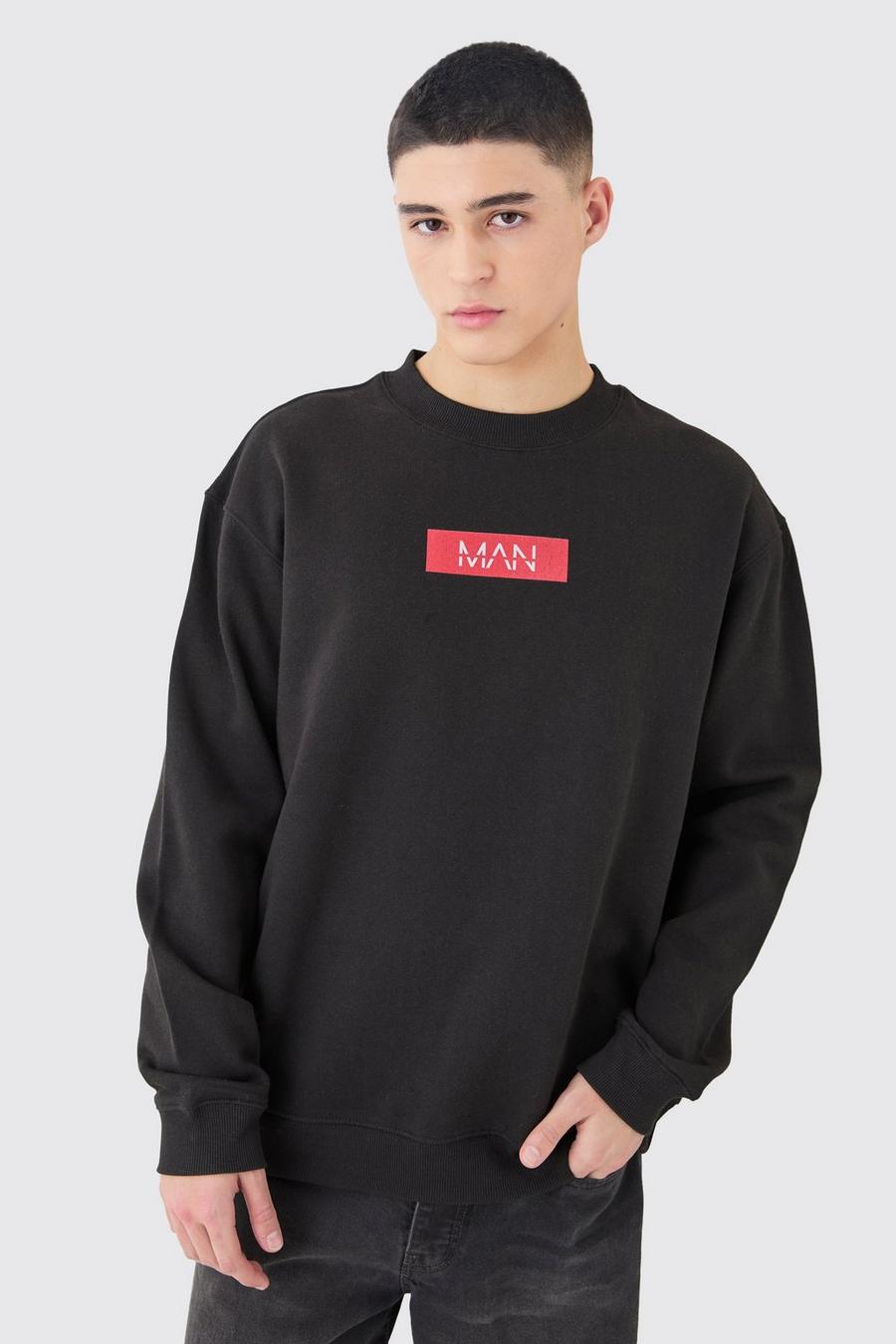  Sweatshirt mit Man-Print, Black