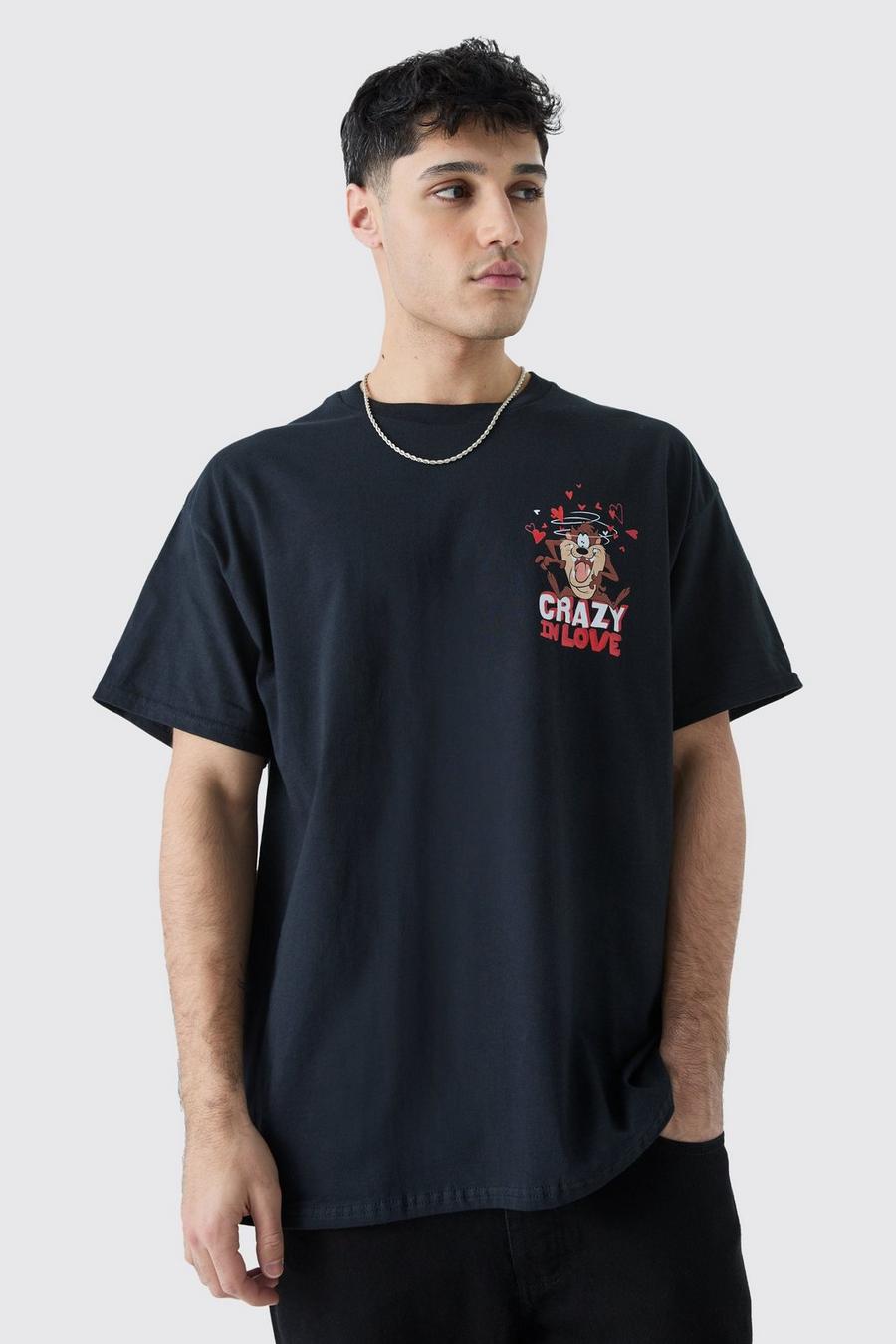 Oversize T-Shirt mit lizenziertem Valentines Taz Print, Black