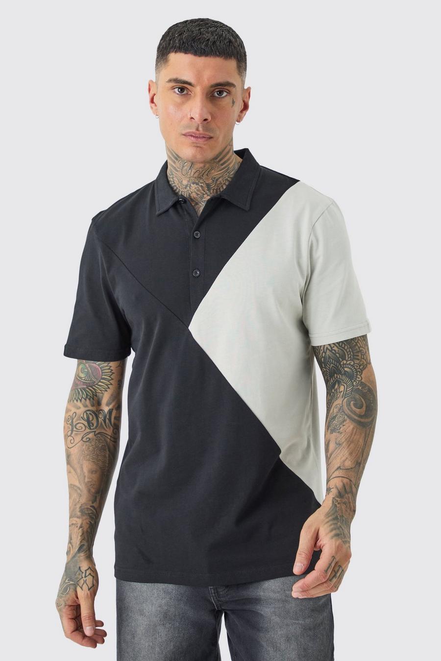 Black Tall Color Block Polo image number 1