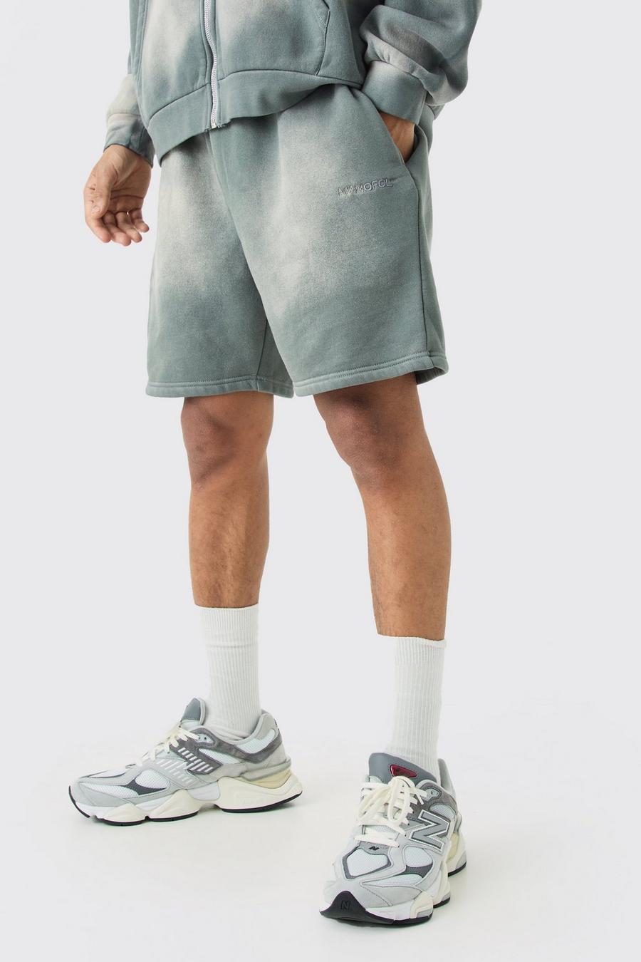 Grey MAN Shorts med blekt effekt och ledig passform