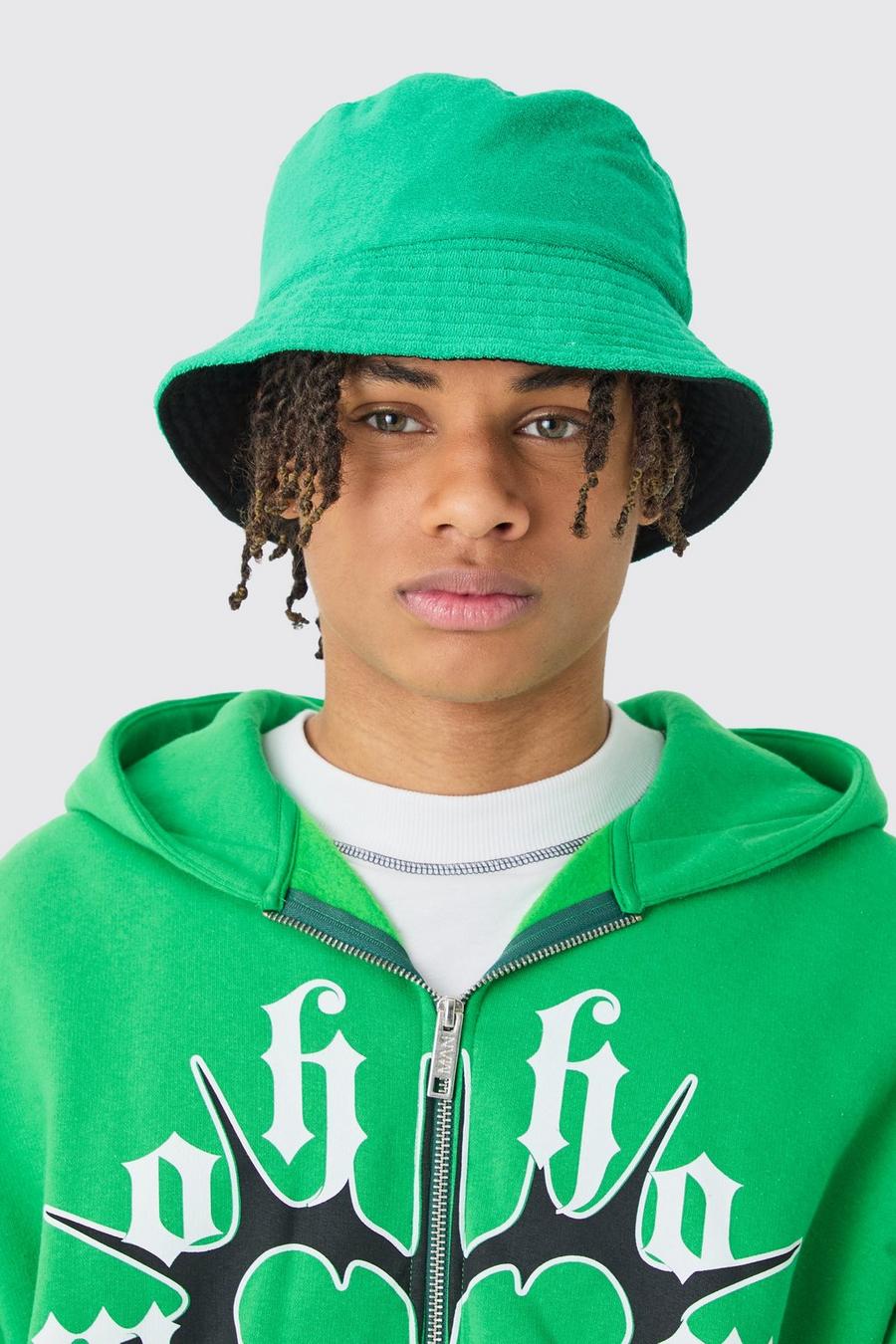 Towelling Bucket Hat In Green image number 1