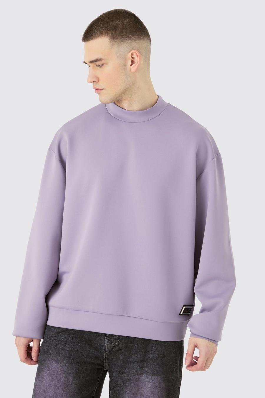 Purple Tall Oversized Boxy Scuba Sweatshirt