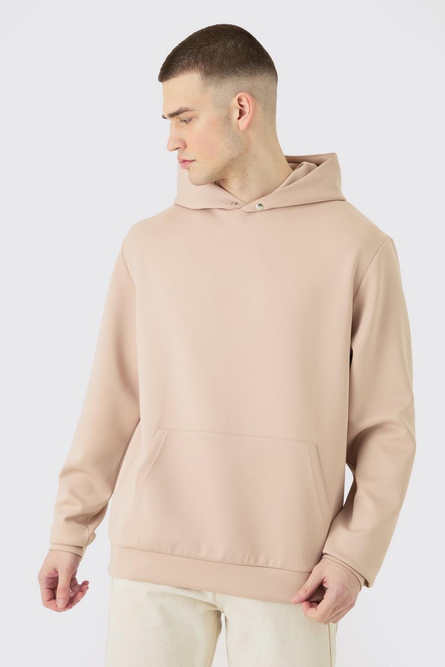 Taupe Tall Over The Head Scuba Hoodie