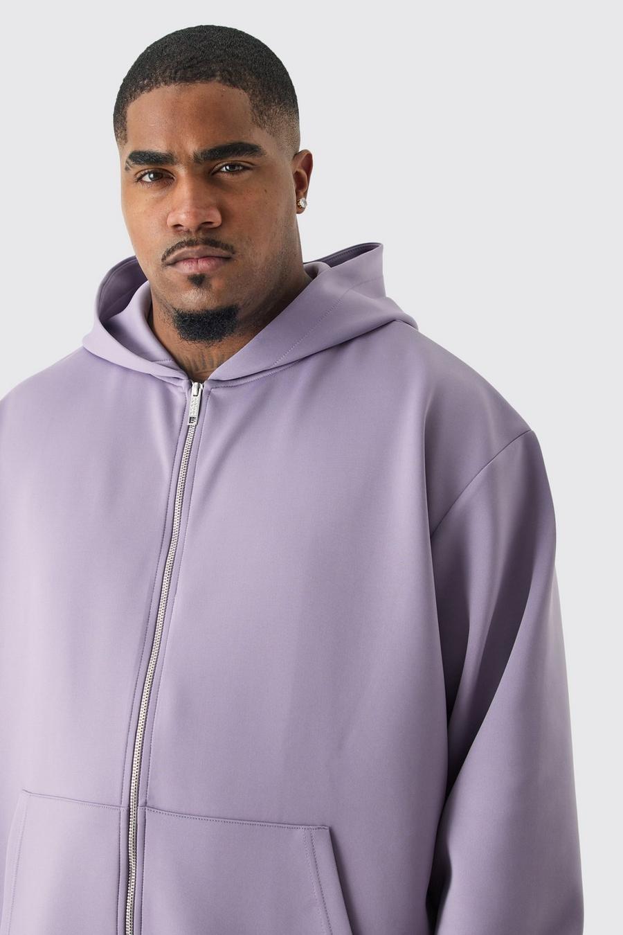 Purple Plus Oversize hoodie i scuba med dragkedja