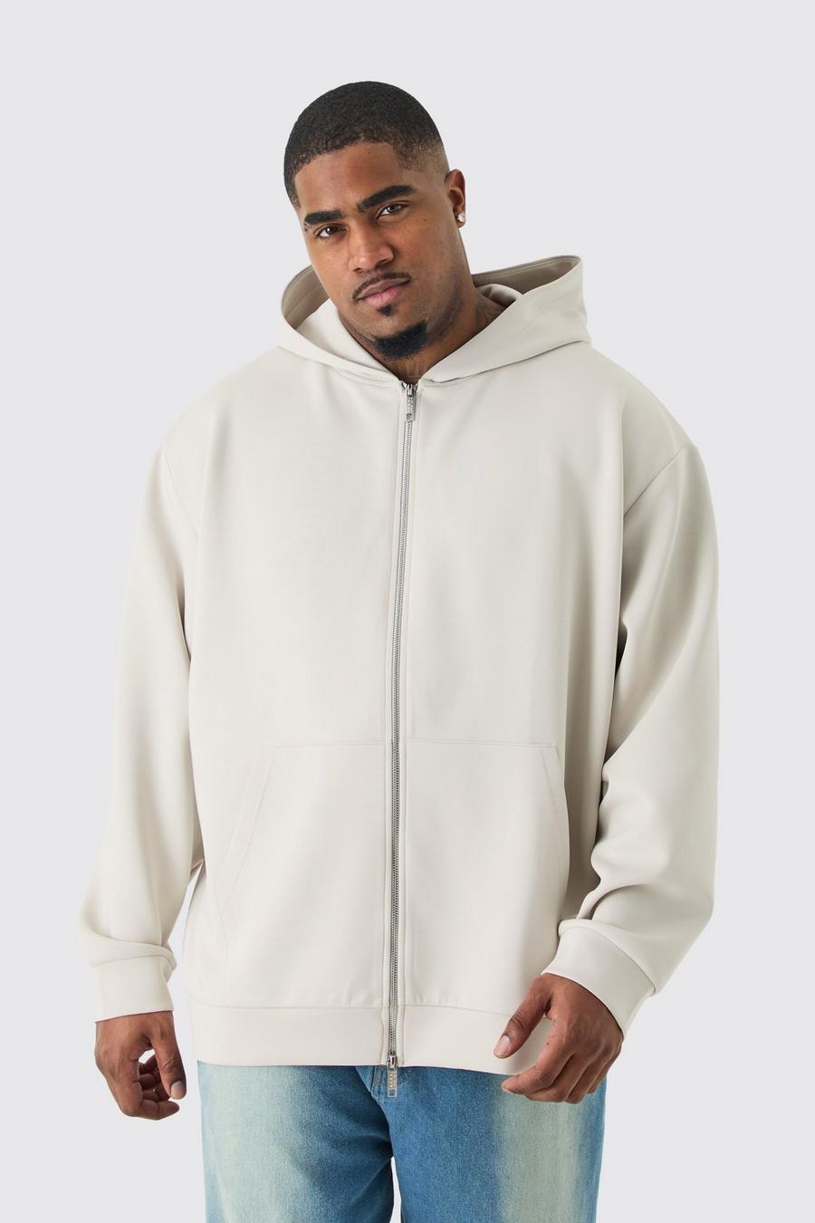 Grey Plus Oversize hoodie i scuba med dragkedja