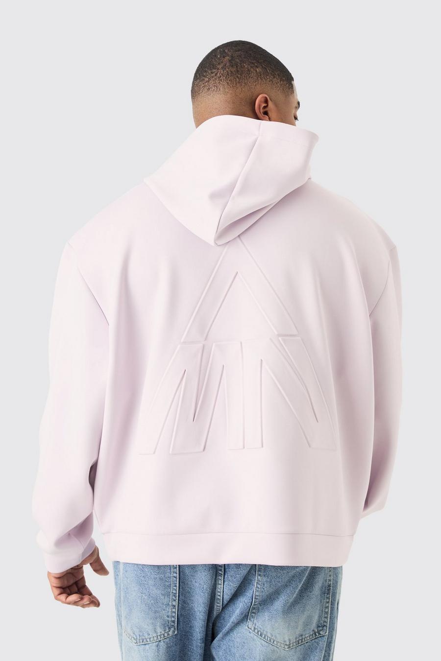 Lilac Plus Oversized Boxy Scuba Embossed Hoodie