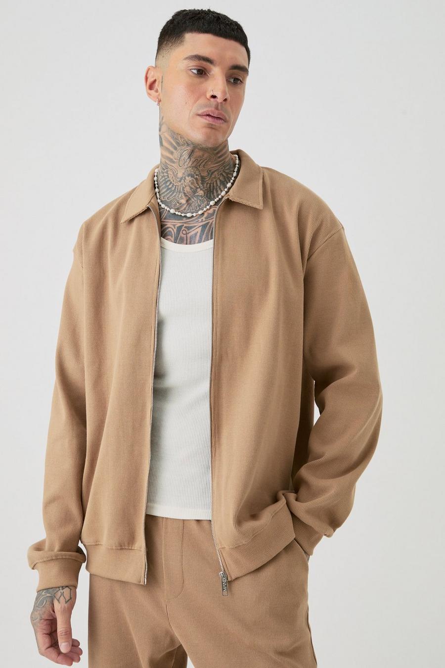 Light brown Tall Oversized Heavyweight Ribbed Jacket