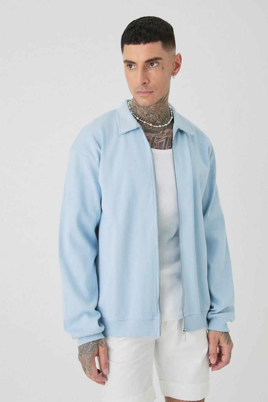 Giacca Tall oversize pesante a coste, Sky blue image number 1