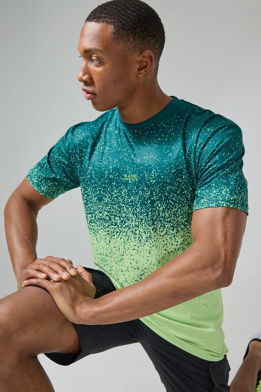 Man Active Gym Green Ombre Set In Sleeve T-shirt 