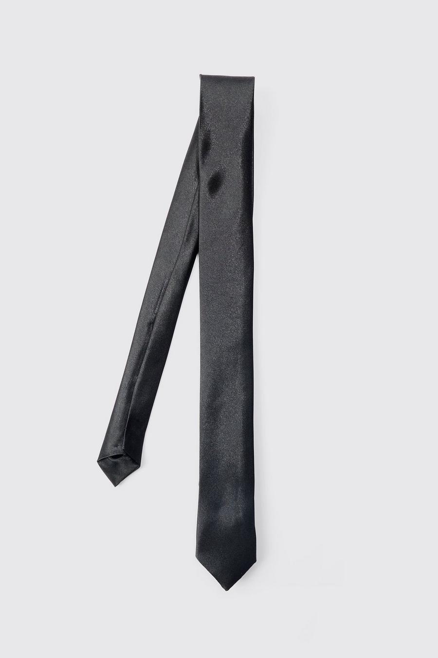 Black Basic Svart slips i satin
