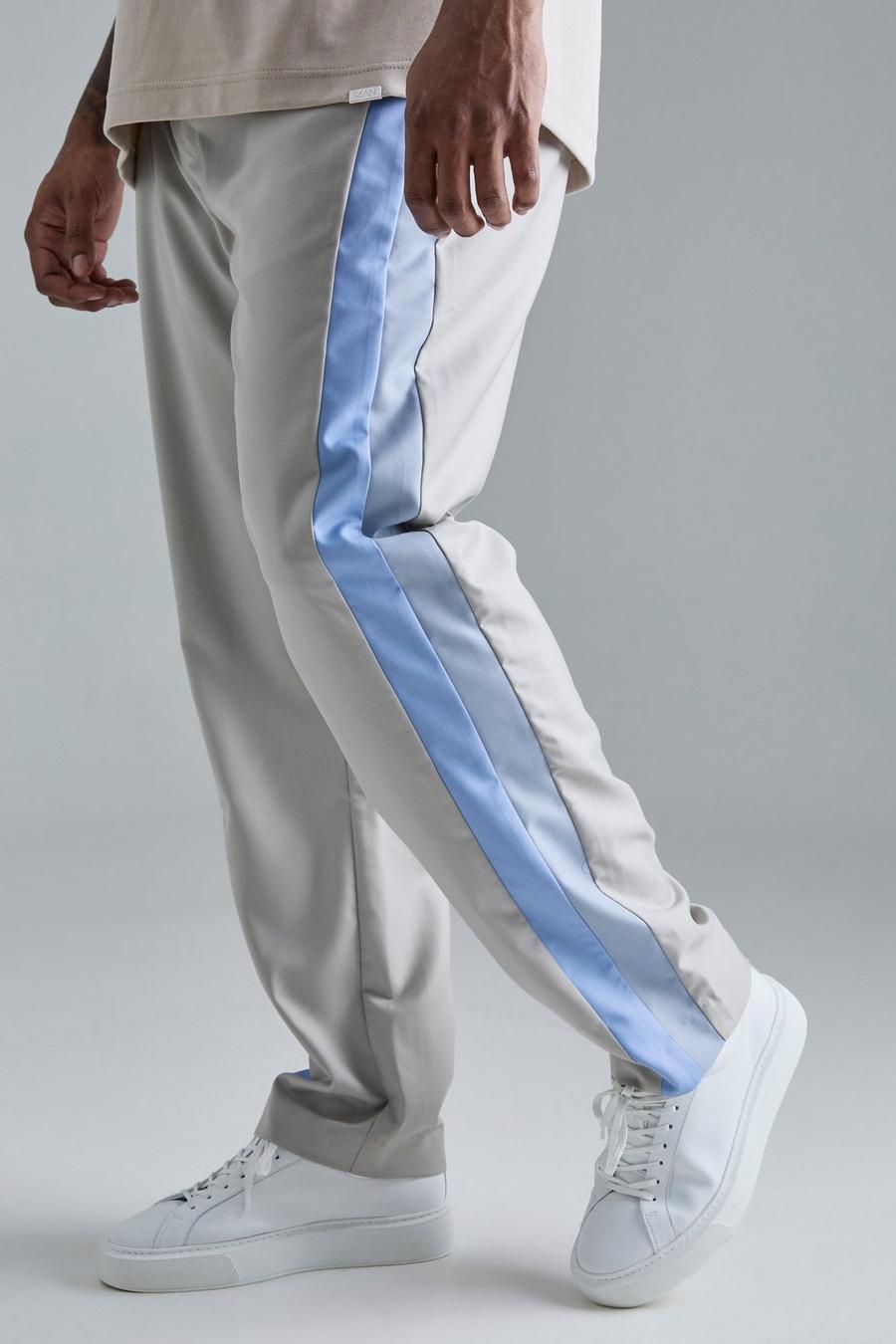 Pantalón de traje Plus pitillo con colores en bloque y paneles, Grey