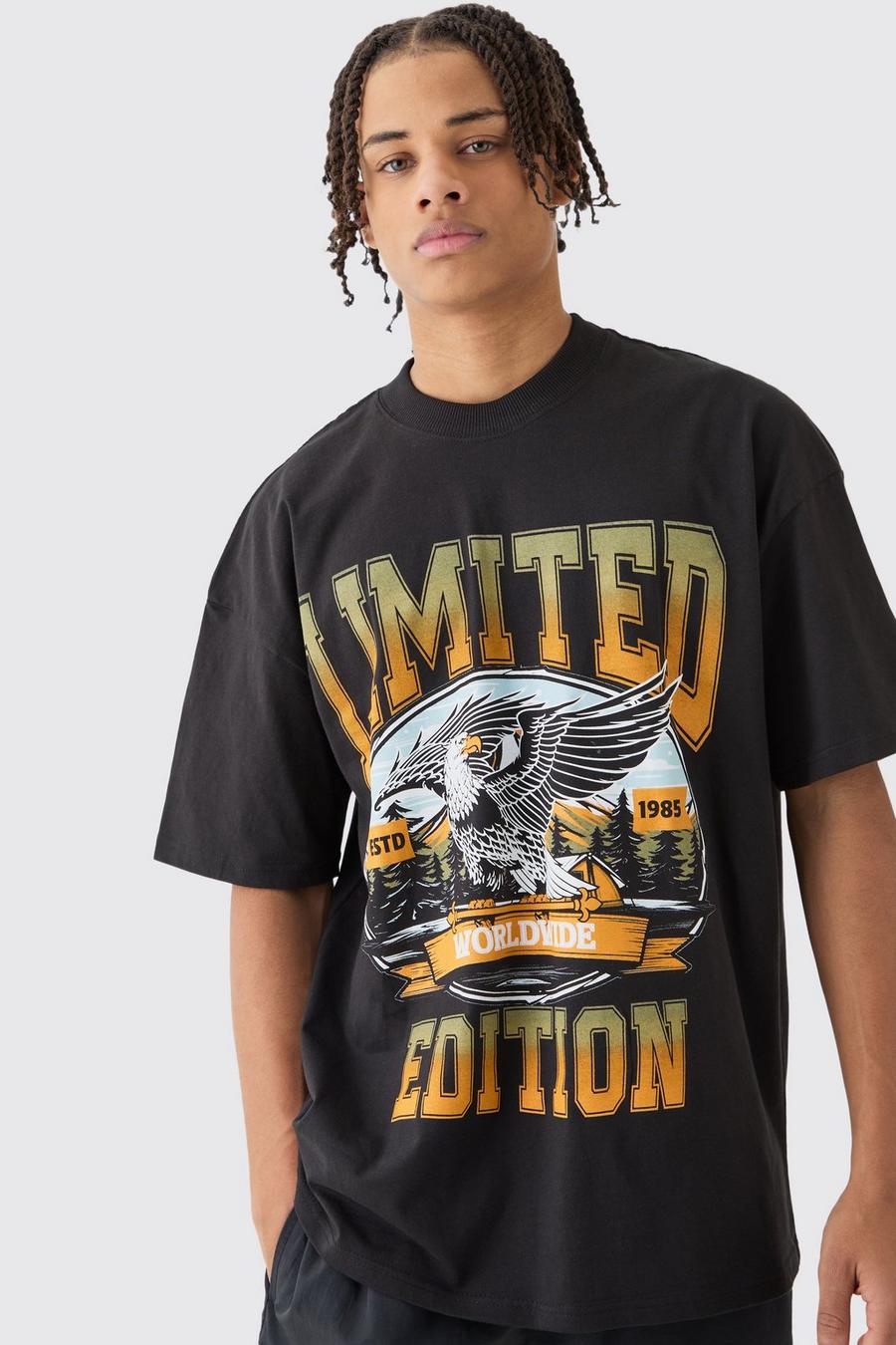 Oversize T-Shirt mit Limited Edition Print, Black