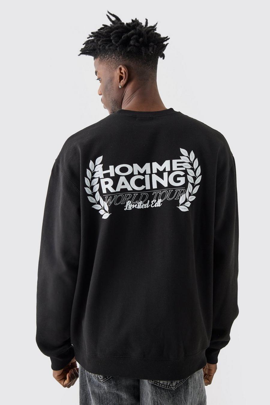 Oversize Sweatshirt mit Homme Racing Print, Black image number 1