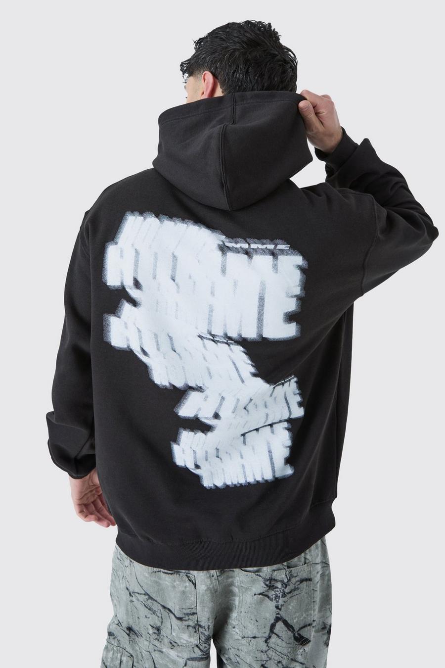 Black Oversized Homme Graphic Hoodie