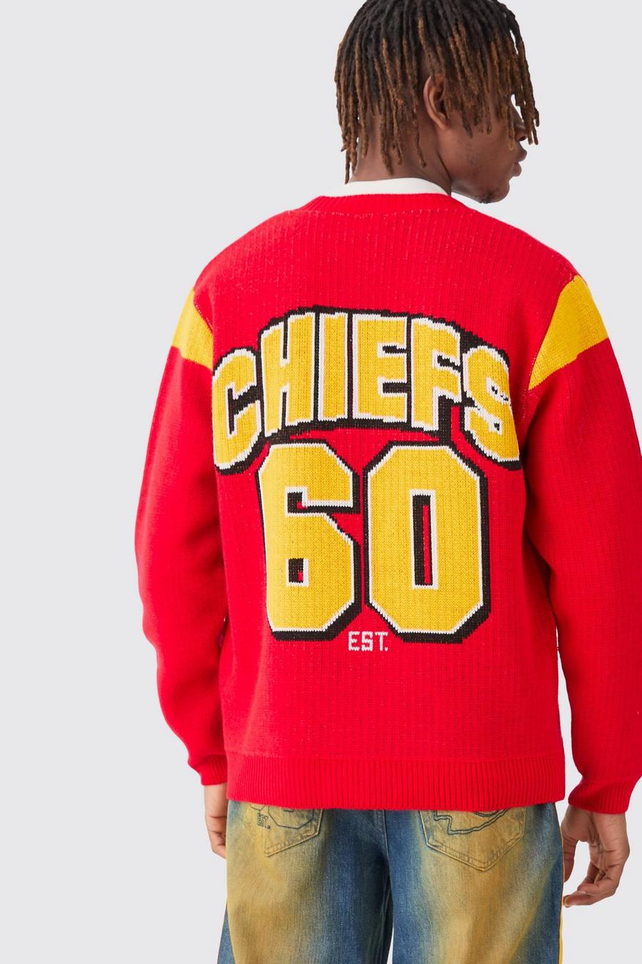 Red Nfl Chiefs Oversized Licensed Cardigan image number 1