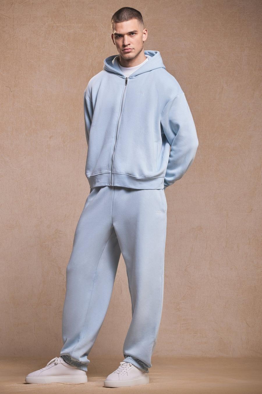 Tuta sportiva Man oversize con zip e cappuccio, Light blue image number 1