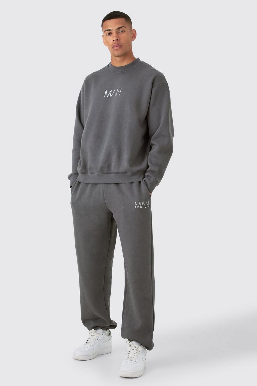 Oversize Original Man Sweatshirt-Trainingsanzug, Charcoal