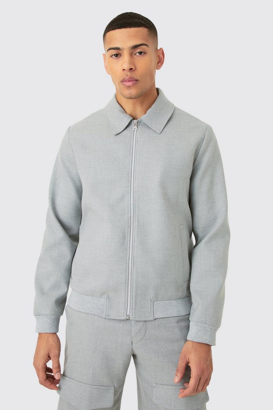 Grey Smart Harrington Jacket image number 1
